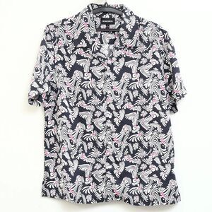 Bonobos Short Sleeve Men's Shirt Floral Print Buttondown Collared Black M 286905